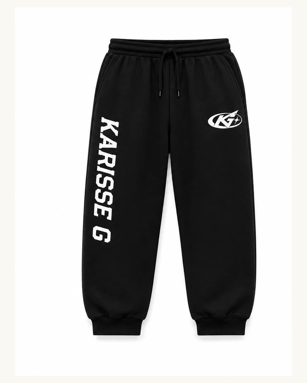 Front view of Black Logo Joggers