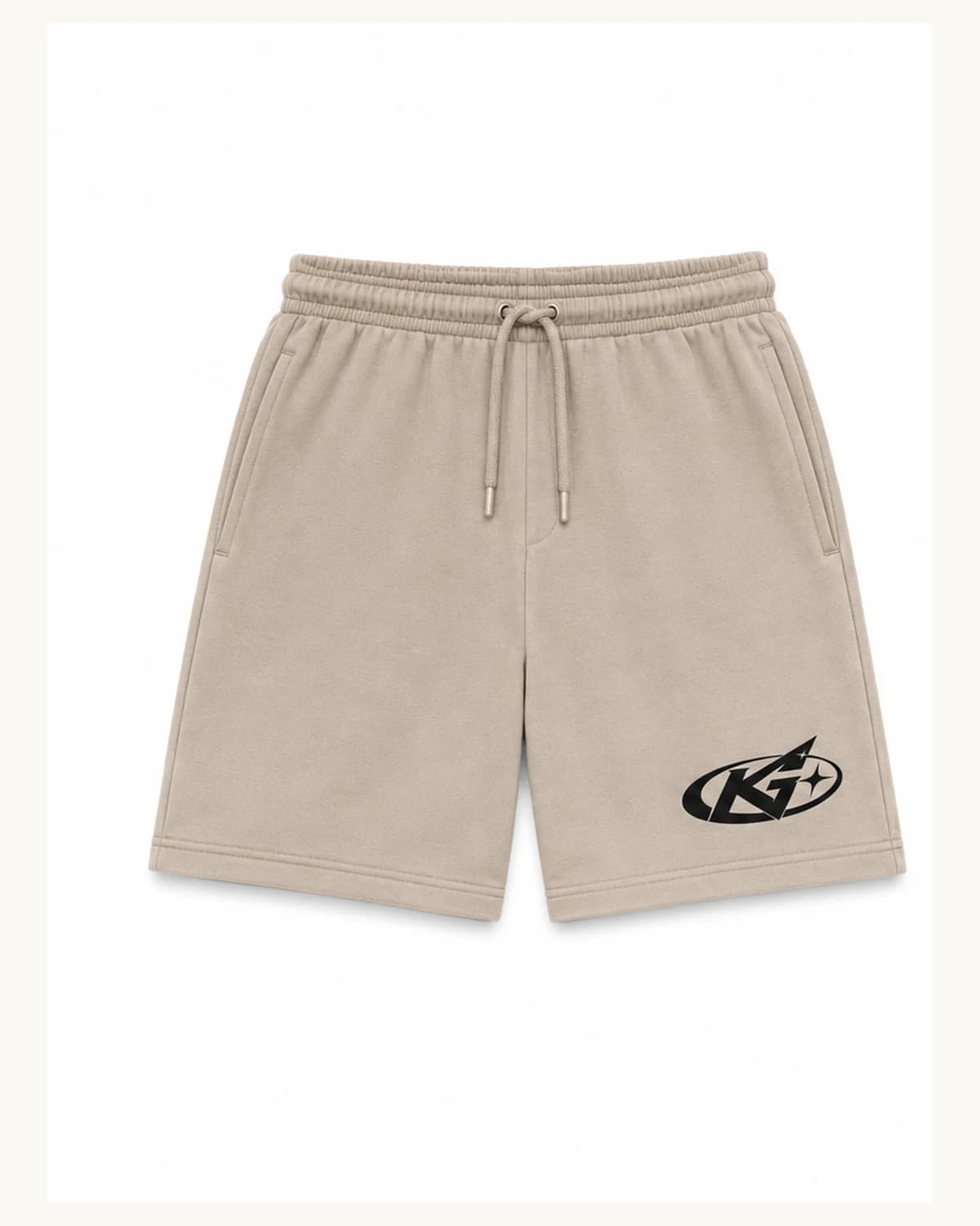Front view of Cream Logo Shorts