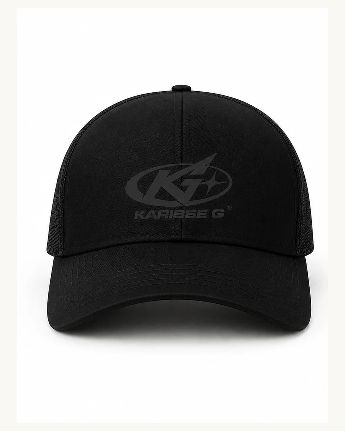 Front view of Jet Black Tonal Trucker Hat