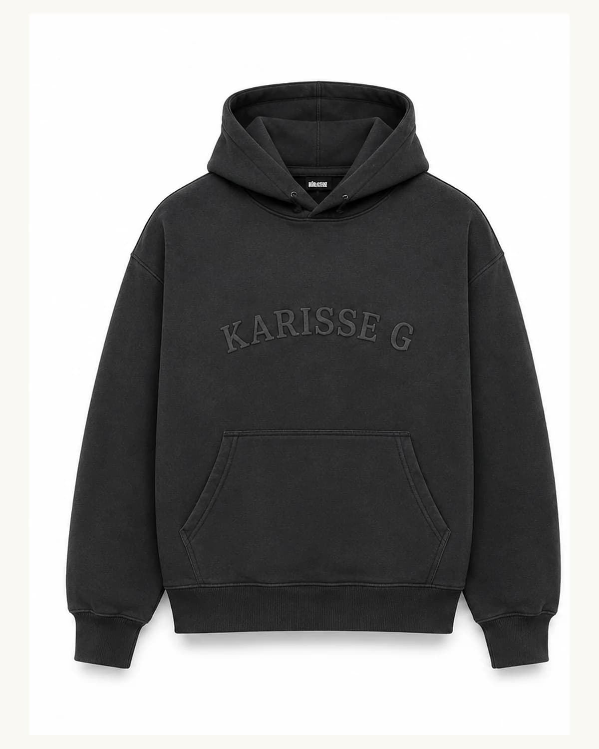 Front view of Charcoal Wordmark Hoodie