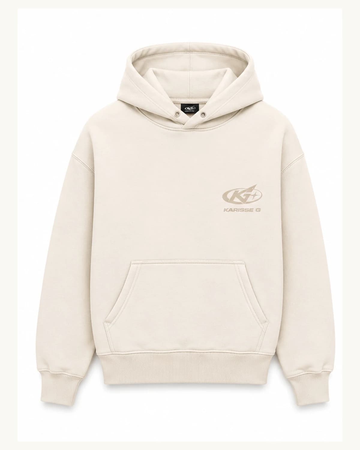 Front view of Cream Chest Logo Hoodie