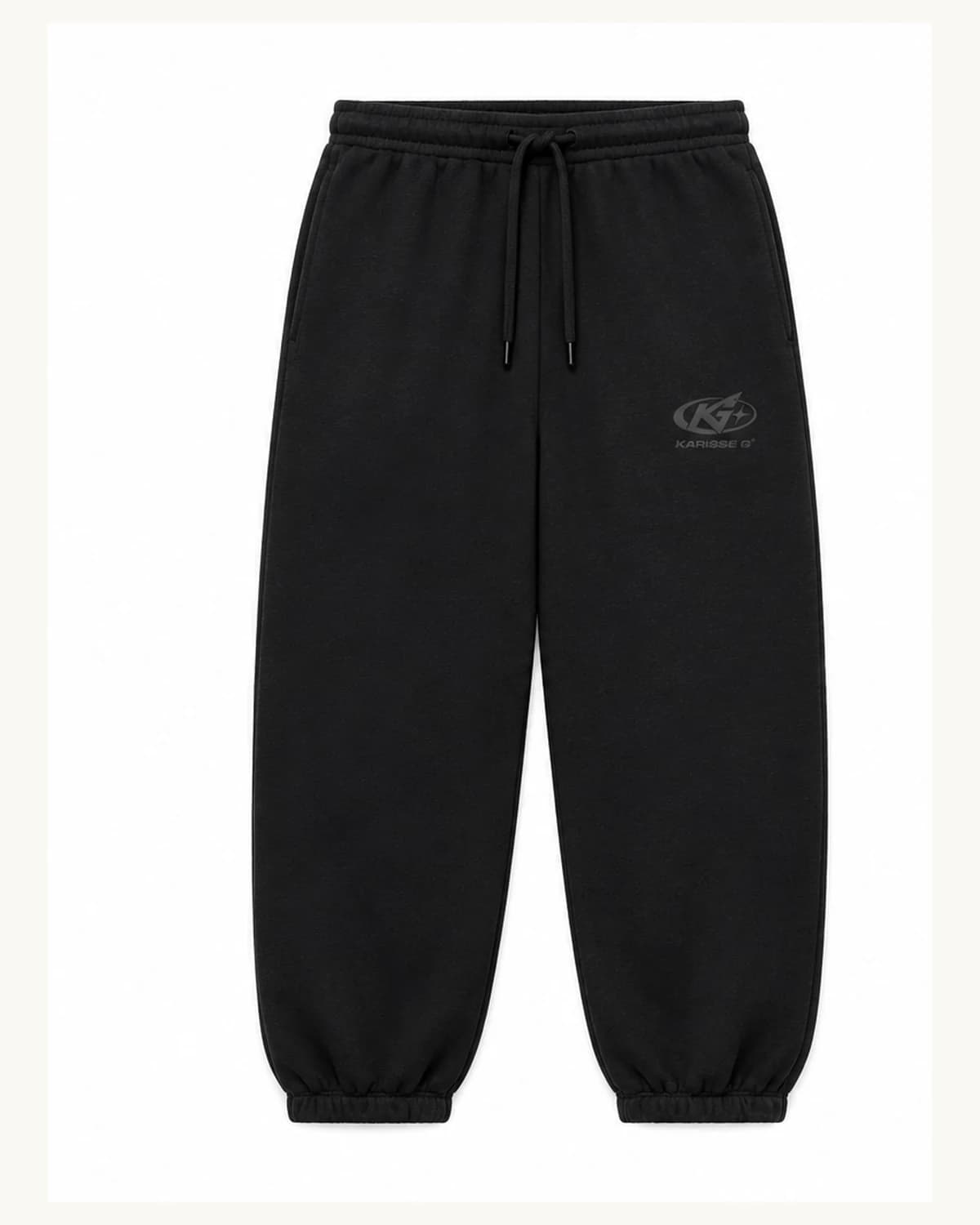 Front view of Jet Black Logo Sweatpants
