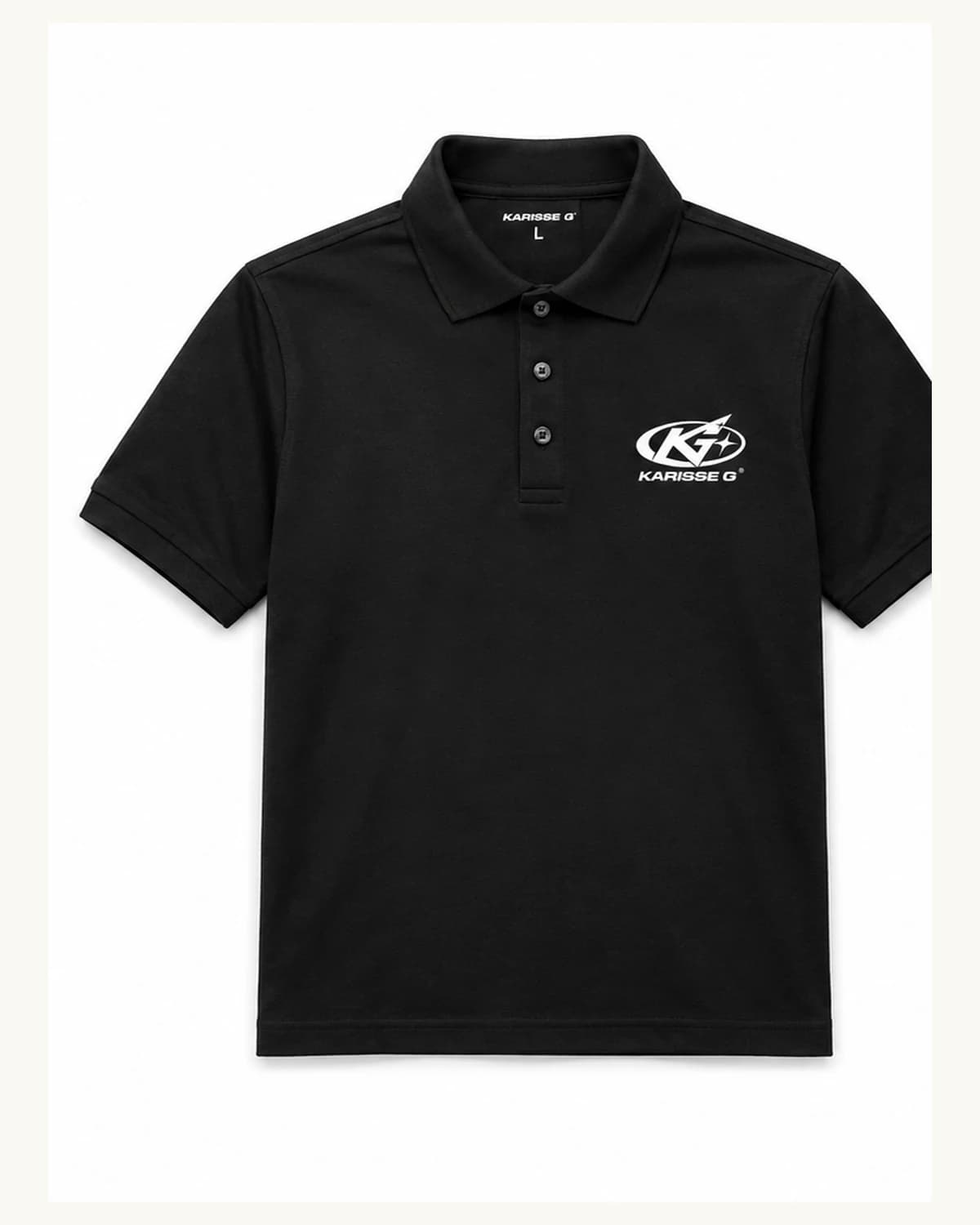 Front view of Jet Black Logo Polo